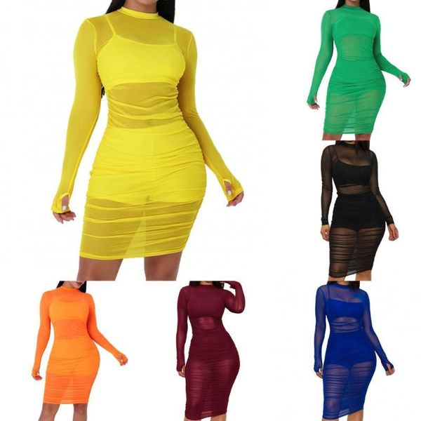 casual dresses drop women long sleeve see through dress mini camisole shorts set club outfit, Black;gray
casual dresses drop women long sleeve see through dress mini camisole shorts set club outfit, Black;gray