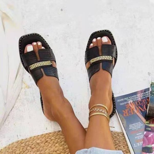 slippers 2021 luxury women sandals shoes woman flat flip flops double chain sandal lady flats, Black
slippers 2021 luxury women sandals shoes woman flat flip flops double chain sandal lady flats, Black