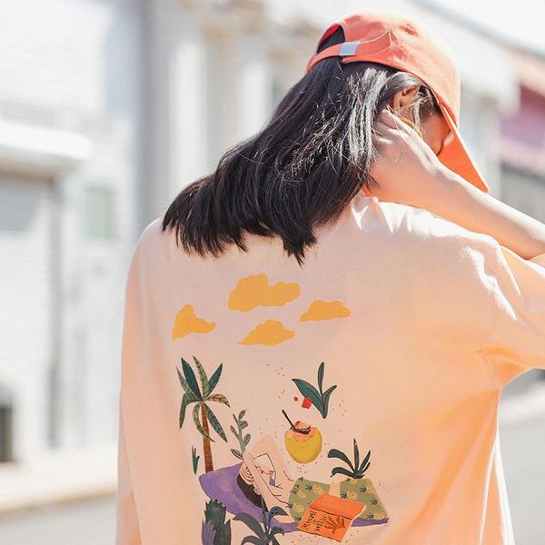 summer pure cotton round collar women t shirts loose printed short all match sleeve shirt, White
summer pure cotton round collar women t shirts loose printed short all match sleeve shirt, White