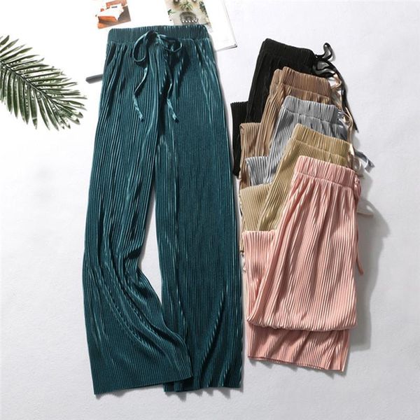 summer wide leg casual women pant elastic high waist fashion loose long pleated trousers femme, Black;white
summer wide leg casual women pant elastic high waist fashion loose long pleated trousers femme, Black;white