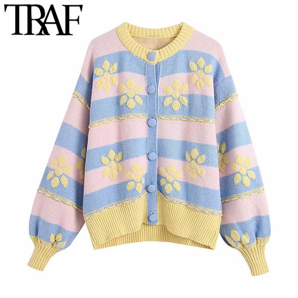 women's knits & tees traf women fashion floral jacquard loose knit cardigan sweater vintage long sleeve button-up female outerwear chic, White
women's knits & tees traf women fashion floral jacquard loose knit cardigan sweater vintage long sleeve button-up female outerwear chic, White
