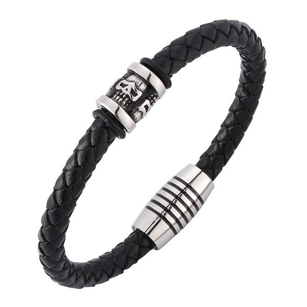 charm bracelets trendy men jewelry punk skeleton skull bracelet black leather rope braided magnetic clasps male wrist band sp0199, Golden;silver
charm bracelets trendy men jewelry punk skeleton skull bracelet black leather rope braided magnetic clasps male wrist band sp0199, Golden;silver
