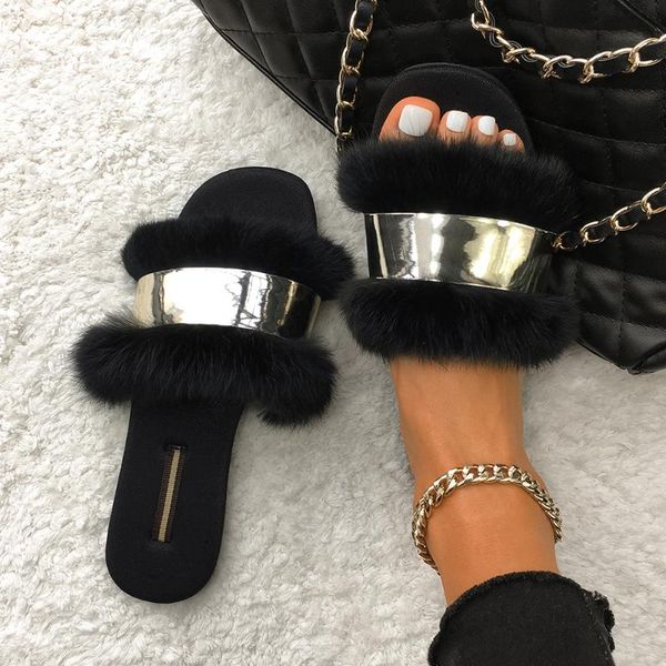 slippers real fur fluffy flip flops furry slides ladies gold luxury plush flat sandals designer women shoes, Black
slippers real fur fluffy flip flops furry slides ladies gold luxury plush flat sandals designer women shoes, Black