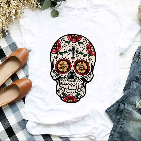flower face clothing printing womens t shirts skull fall halloween print tee clothes graphic, White
flower face clothing printing womens t shirts skull fall halloween print tee clothes graphic, White