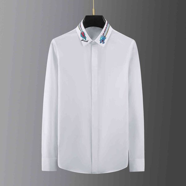 business shirt deluxe and end walk show collar dragon figure letter embroidery men's fashion personality wear, White;black
business shirt deluxe and end walk show collar dragon figure letter embroidery men's fashion personality wear, White;black