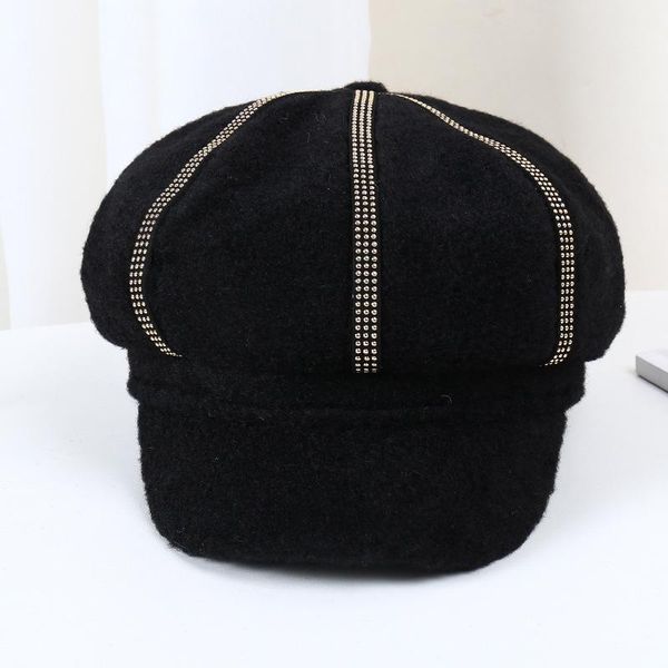 hat female korean version casual water drill octagonal black temperament hair beret autumn/winter dome warm duck tongue cap berets, Blue;gray
hat female korean version casual water drill octagonal black temperament hair beret autumn/winter dome warm duck tongue cap berets, Blue;gray