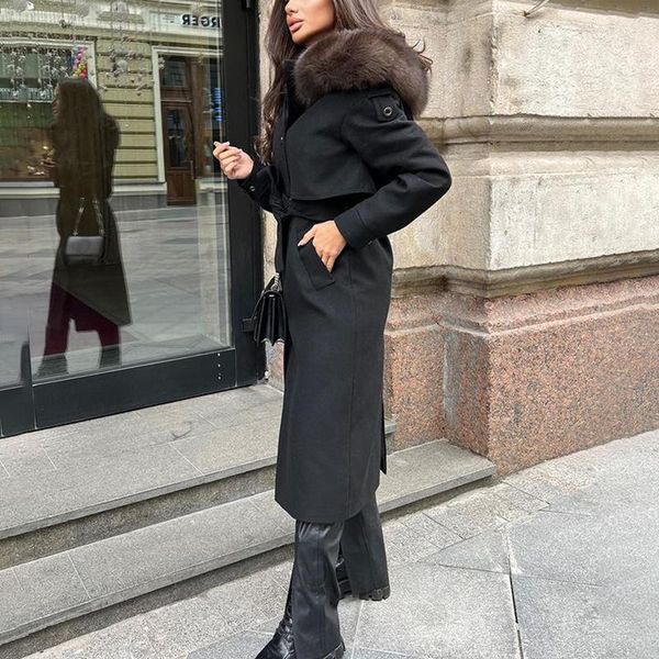 women's wool & blends xmax fashion autumn winter detachable fur collar coats women elegant tie belt long jackets black slim ladies
women's wool & blends xmax fashion autumn winter detachable fur collar coats women elegant tie belt long jackets black slim ladies