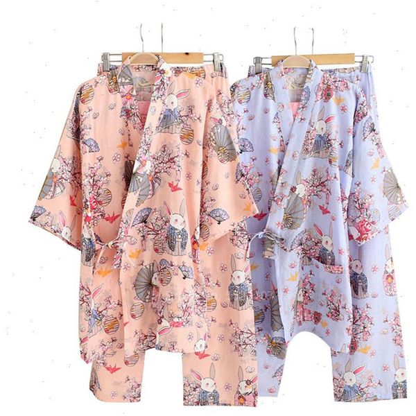 cartoon rabbit japanese traditional kimono women sleepwear set spa sauna bathing cotton yukata harajuku trousers suit, Black;red
cartoon rabbit japanese traditional kimono women sleepwear set spa sauna bathing cotton yukata harajuku trousers suit, Black;red
