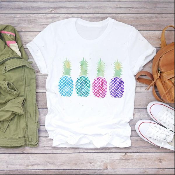 women summer pineapple watercolor plaid print fruit camisas shirt ladies womens t shirts graphic female tee, White
women summer pineapple watercolor plaid print fruit camisas shirt ladies womens t shirts graphic female tee, White