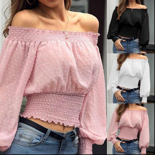 off shoulder long sleeve fashion womens shirt elegant casual loose femenina blusa, White 
off shoulder long sleeve fashion womens shirt elegant casual loose femenina blusa, White