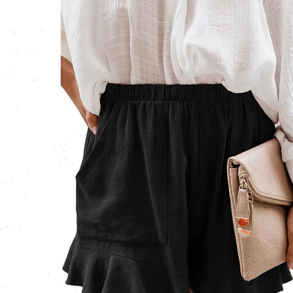 women shorts arrival summer ruffle fashion solid colour female ladies high waist straight leg pockets short pants, White;black
women shorts arrival summer ruffle fashion solid colour female ladies high waist straight leg pockets short pants, White;black