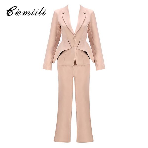 women's suits & blazers ciemiili 2021 arrival khaki black elegant two pieces suit for women bussiness deep v normal pants, White;black
women's suits & blazers ciemiili 2021 arrival khaki black elegant two pieces suit for women bussiness deep v normal pants, White;black