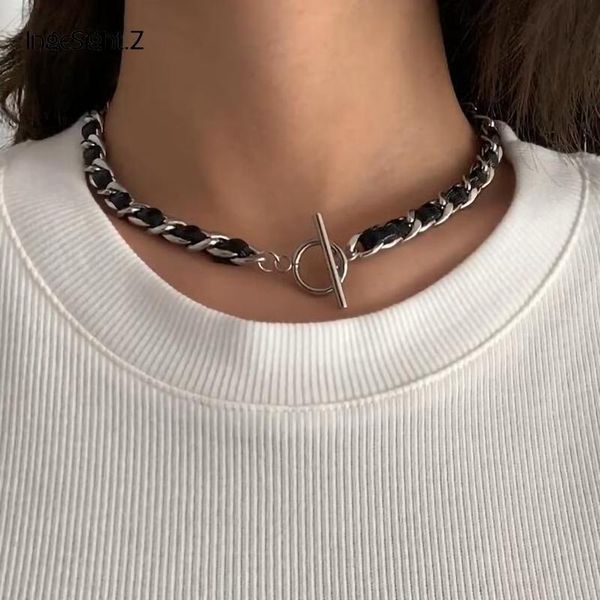 chains ingesight.z stainless steel toggle clasp lasso short choker necklaces vintage pu leather collar for women neck jewelry, Silver
chains ingesight.z stainless steel toggle clasp lasso short choker necklaces vintage pu leather collar for women neck jewelry, Silver