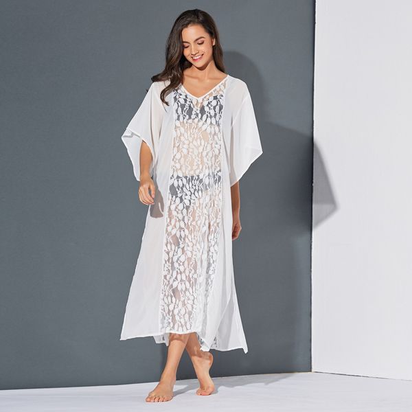 paris girl summer fashion lace hollow print transparent side split chiffon v-neck short sleeve beach dresses 210524, Black;gray
paris girl summer fashion lace hollow print transparent side split chiffon v-neck short sleeve beach dresses 210524, Black;gray