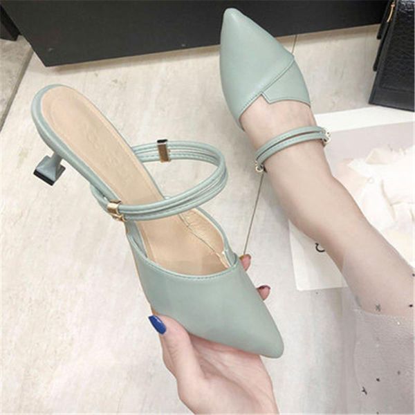 slippers 2021 summer women high-heeled sandals solid color fashion pointed shallow mouth baotou ladies 5 cm, Black
slippers 2021 summer women high-heeled sandals solid color fashion pointed shallow mouth baotou ladies 5 cm, Black