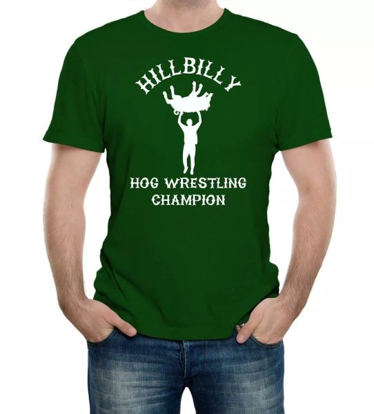 hillbilly hog wrestling champ t shirt - funny t-shirt comic wrestling redneck, White;black