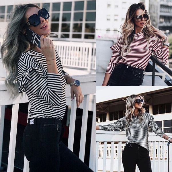 women's t-shirt fashion casual t-shirts summer ruffle style long sleeve outfits shirts women clothes, White
women's t-shirt fashion casual t-shirts summer ruffle style long sleeve outfits shirts women clothes, White