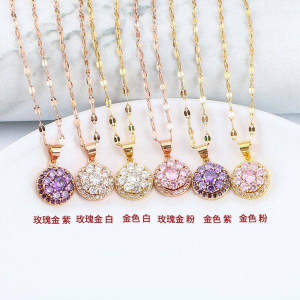 pendant necklaces 2021fashion simple powder drill zircon rotary clavicle women necklace round full titanium steel gold plating jewelry, Silver
pendant necklaces 2021fashion simple powder drill zircon rotary clavicle women necklace round full titanium steel gold plating jewelry, Silver