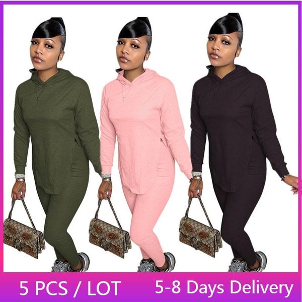 women's two piece pants wholesale fall clothes for women set side slit hooded and skinny loungewear sweatsuits workout, White
women's two piece pants wholesale fall clothes for women set side slit hooded and skinny loungewear sweatsuits workout, White
