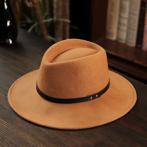big hat 2021 street p talent same belt decoration wool jazz men's and women's fashion, Blue;gray
big hat 2021 street p talent same belt decoration wool jazz men's and women's fashion, Blue;gray