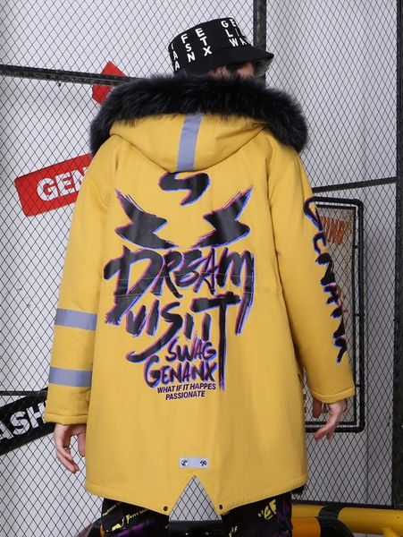 men lightning & slogan graphic drawstring waist fuzzy trim hooded parka coat y61k#, Black;brown
men lightning & slogan graphic drawstring waist fuzzy trim hooded parka coat y61k#, Black;brown