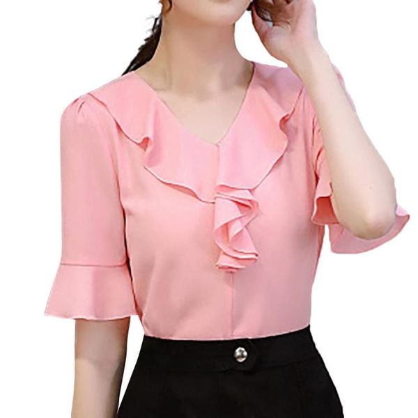 summer women elegant chiffon casual shirt female stylish flounce solid color v-neck ruffle trim blouse women's blouses & shirts, White
summer women elegant chiffon casual shirt female stylish flounce solid color v-neck ruffle trim blouse women's blouses & shirts, White