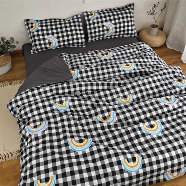 bedding sets classic rainbow lattice set with duvet cover bed linen pillow case home textile quilt flat sheet bedroom dormitory
bedding sets classic rainbow lattice set with duvet cover bed linen pillow case home textile quilt flat sheet bedroom dormitory