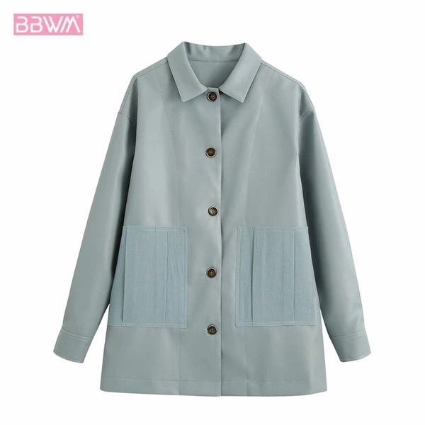 lapel single-breasted long-sleeved pu windproof fashion women's jacket harajuku elegant stitching long chic female coat 210507, Black
lapel single-breasted long-sleeved pu windproof fashion women's jacket harajuku elegant stitching long chic female coat 210507, Black