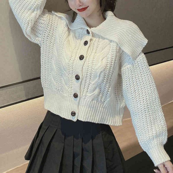 women's knits & tees women lapel twist knitted short knitwear thick single-breasted sweater outerwear uwyd, White
women's knits & tees women lapel twist knitted short knitwear thick single-breasted sweater outerwear uwyd, White