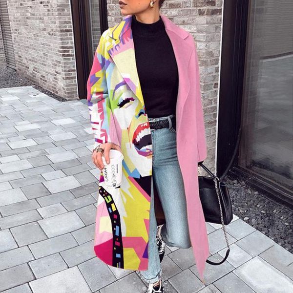 women's wool & blends 2021 fashion portrait print women long overcoat winter elegant lady cardigan outerwear casual lapel sleeve blend, Black
women's wool & blends 2021 fashion portrait print women long overcoat winter elegant lady cardigan outerwear casual lapel sleeve blend, Black