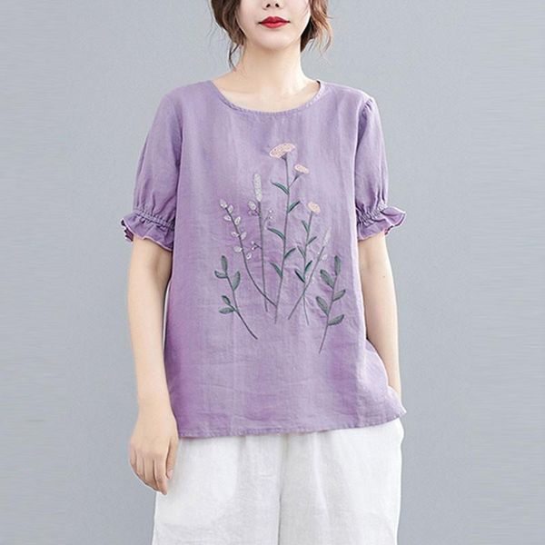 women's t-shirt women cotton linen casual t-shirts arrival 2021 summer vintage style o-neck floral embroidery loose female tees s3322, White
women's t-shirt women cotton linen casual t-shirts arrival 2021 summer vintage style o-neck floral embroidery loose female tees s3322, White