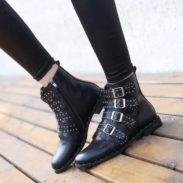 boots leather women booties buckle strap rivet thick heel black ankle metal decorated motorcycle woman plus size 43
boots leather women booties buckle strap rivet thick heel black ankle metal decorated motorcycle woman plus size 43
