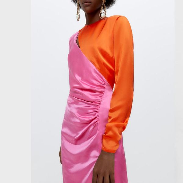 casual dresses women satin dress 2021 fashion long sleeve split draped pink autumn cut out midi club party outfits, Black;gray
casual dresses women satin dress 2021 fashion long sleeve split draped pink autumn cut out midi club party outfits, Black;gray
