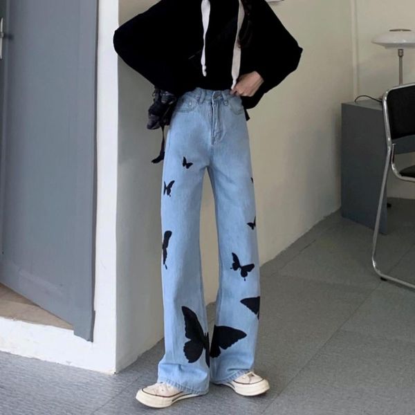 women's pants & capris women casual wide-leg trousers blue butterfly printed pattern streetwear female harajuku high waist denim jeans, Black;white
women's pants & capris women casual wide-leg trousers blue butterfly printed pattern streetwear female harajuku high waist denim jeans, Black;white