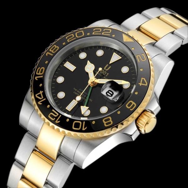 wristwatches u1001 mechanical automatic men watch gold relogio masculino gmt ceramic bezel sport mens watches wristwatch, Slivery;brown
wristwatches u1001 mechanical automatic men watch gold relogio masculino gmt ceramic bezel sport mens watches wristwatch, Slivery;brown