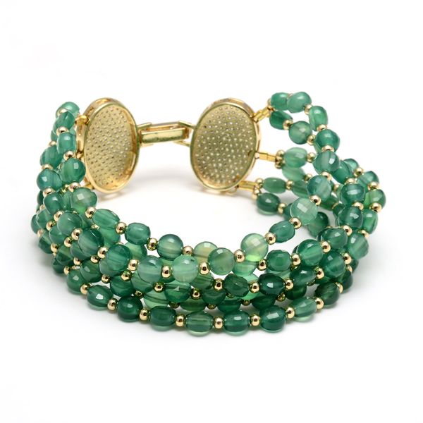 guaiguai jewelry natural 6 rows faceted coin shape natural green agates bracelet cubic zirconia pave clasp 8.5" ethnic style for women, Black
guaiguai jewelry natural 6 rows faceted coin shape natural green agates bracelet cubic zirconia pave clasp 8.5" ethnic style for women, Black