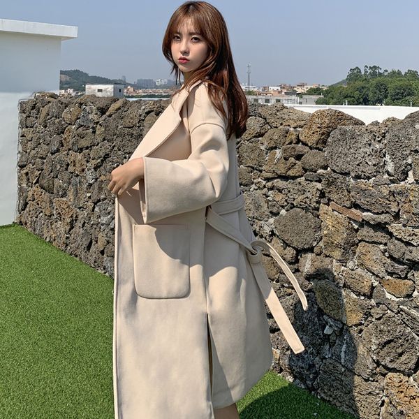 women's wool & blends casual blend women coat winter jacket with belt coats korean outwear female overcoat fadi, Black
women's wool & blends casual blend women coat winter jacket with belt coats korean outwear female overcoat fadi, Black