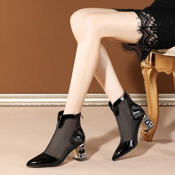 boots 2021 summer leather mesh sandals women retro hollow short rhinestone thick heel roman baotou for, Black
boots 2021 summer leather mesh sandals women retro hollow short rhinestone thick heel roman baotou for, Black