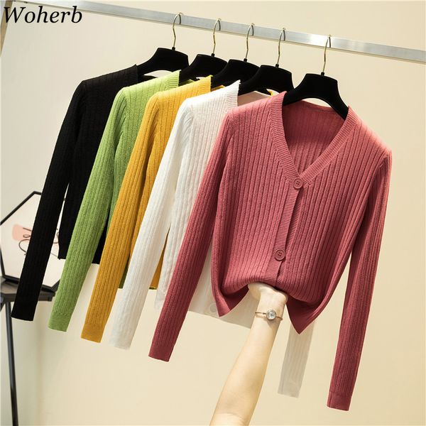 solid short women cardigan sweaters v neck casual autumn sueter mujer 12 colors korean fashion cardigans pull femme 210417, White;black
solid short women cardigan sweaters v neck casual autumn sueter mujer 12 colors korean fashion cardigans pull femme 210417, White;black