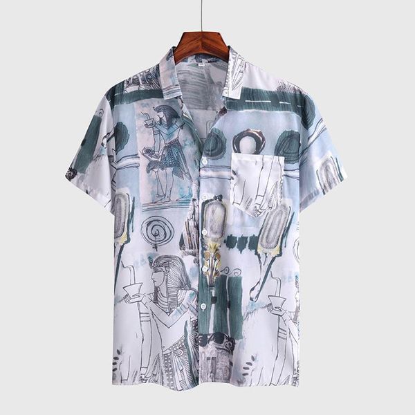 summer casual pharaoh cartoon print short sleeve shirt lapel loose men's shirts, White;black
summer casual pharaoh cartoon print short sleeve shirt lapel loose men's shirts, White;black
