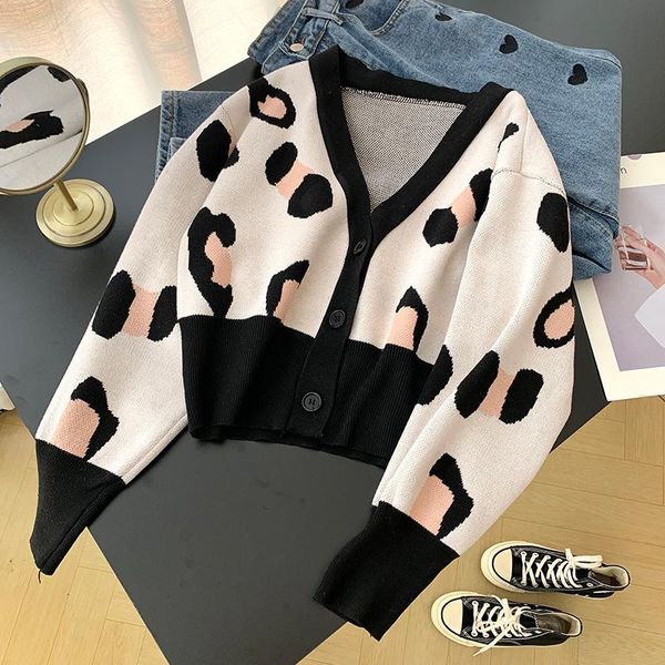 women's knits & tees fall 2021 v neck button leopard knit cardigan long sleeve women patchwork cropped sweater casual jumper fashion st, White
women's knits & tees fall 2021 v neck button leopard knit cardigan long sleeve women patchwork cropped sweater casual jumper fashion st, White