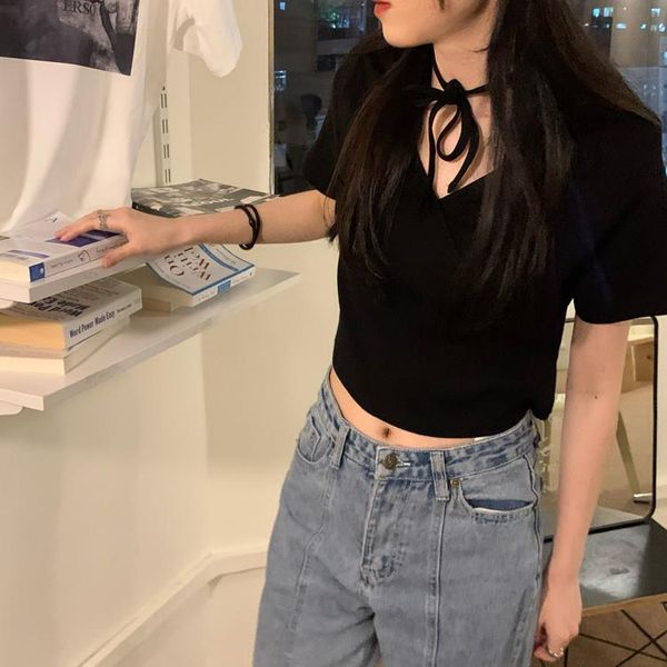 women's t-shirt ytx874 japanese version slim design sense v-neck hanging neck girl short short-sleeved, White
women's t-shirt ytx874 japanese version slim design sense v-neck hanging neck girl short short-sleeved, White