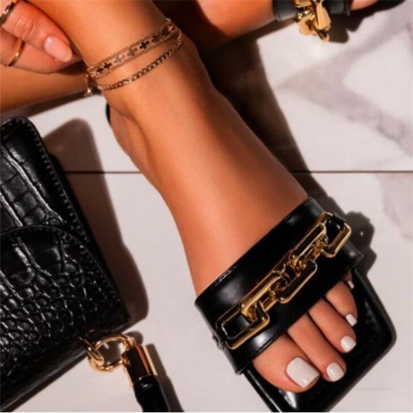 slippers 2021 design metal chain decoration women flat summer outdoor beach casual slip on mules slides shoes, Black
slippers 2021 design metal chain decoration women flat summer outdoor beach casual slip on mules slides shoes, Black