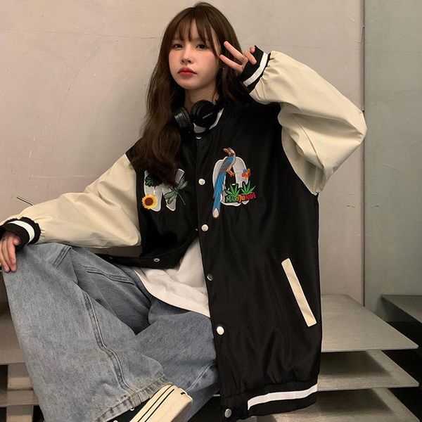 women's jackets women trenchpo of autumn clothing korean style all-match harajuku embroidery loose overcoat, Black;brown
women's jackets women trenchpo of autumn clothing korean style all-match harajuku embroidery loose overcoat, Black;brown