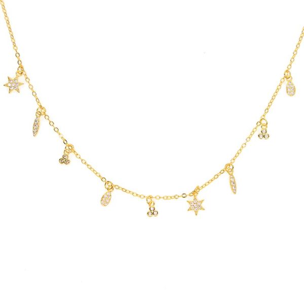 Statement Necklace Lovely Minimal Cz Moon Star Sun Triangle Charms Elegant Women Fashion Jewelry High Quality Chokers, Golden;silver
Statement Necklace Lovely Minimal Cz Moon Star Sun Triangle Charms Elegant Women Fashion Jewelry High Quality Chokers, Golden;silver