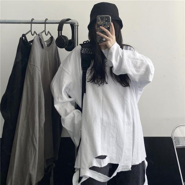 women's t-shirt oversized long sleeve t shirt for women girl tshirt grunge korean ripped hole clothes hip hop streetwear clothing, White
women's t-shirt oversized long sleeve t shirt for women girl tshirt grunge korean ripped hole clothes hip hop streetwear clothing, White