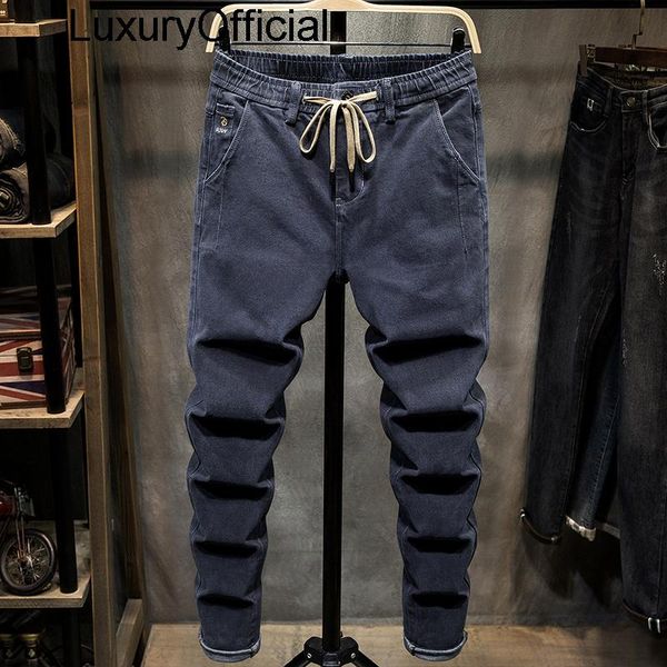 men's jeans autumn winter slim fit small feet fashion elastic waist tie casual long pants men, Blue
men's jeans autumn winter slim fit small feet fashion elastic waist tie casual long pants men, Blue