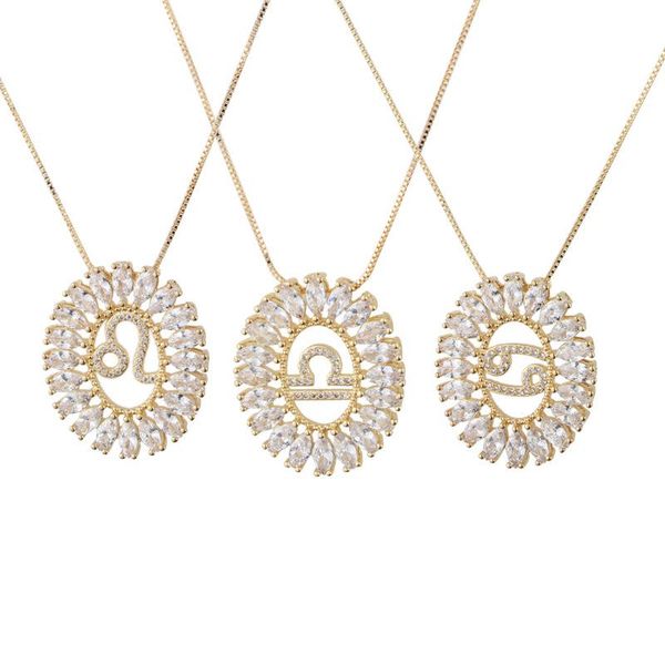 pendant necklaces zodiac necklace gold plated 12 cz, Silver