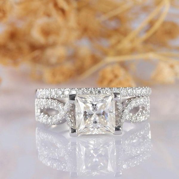 cluster rings veryins 14k 585 white gold 1ct princess cut moissanite twist band engagement ring bridal set for women wedding gift, Golden;silver
cluster rings veryins 14k 585 white gold 1ct princess cut moissanite twist band engagement ring bridal set for women wedding gift, Golden;silver