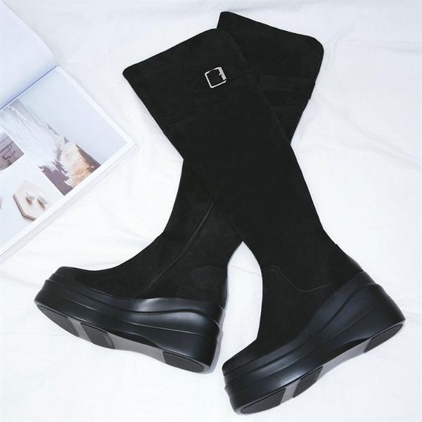 boots winter thigh high pumps women genuine leather wedges heel over the knee female chunky platform oxfords shoes 1edc, Black
boots winter thigh high pumps women genuine leather wedges heel over the knee female chunky platform oxfords shoes 1edc, Black